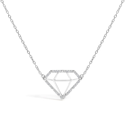 Sterling silver 18in necklace with a diamond-shaped pendant featuring 1/7 Cttw lab-grown diamonds on Tampa Home & Garden Store
