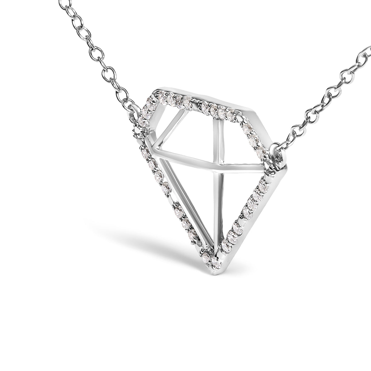 Sterling silver diamond pendant necklace with 1/7 ct lab-grown diamonds, 18in chain, Bids.com on Tampa Home & Garden Store