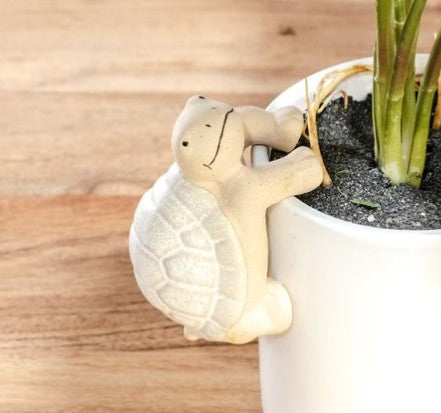 Ceramic turtle plant pot hanger by Thenestedfig, cream color on Tampa Home & Garden Store