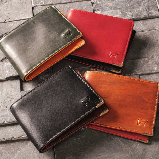 William Two Tone Italian Grain Leather Wallet by Will Leather Goods, olive green with tan edge on Tampa Home & Garden Store