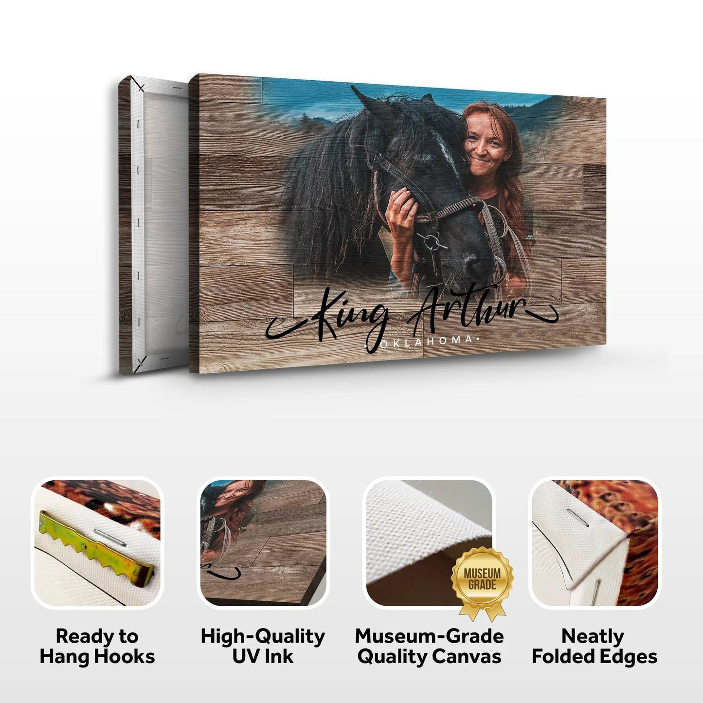 Canvas wall art: wooden animal portrait on wood planks Tailored Canvases on Tampa Home & Garden Store