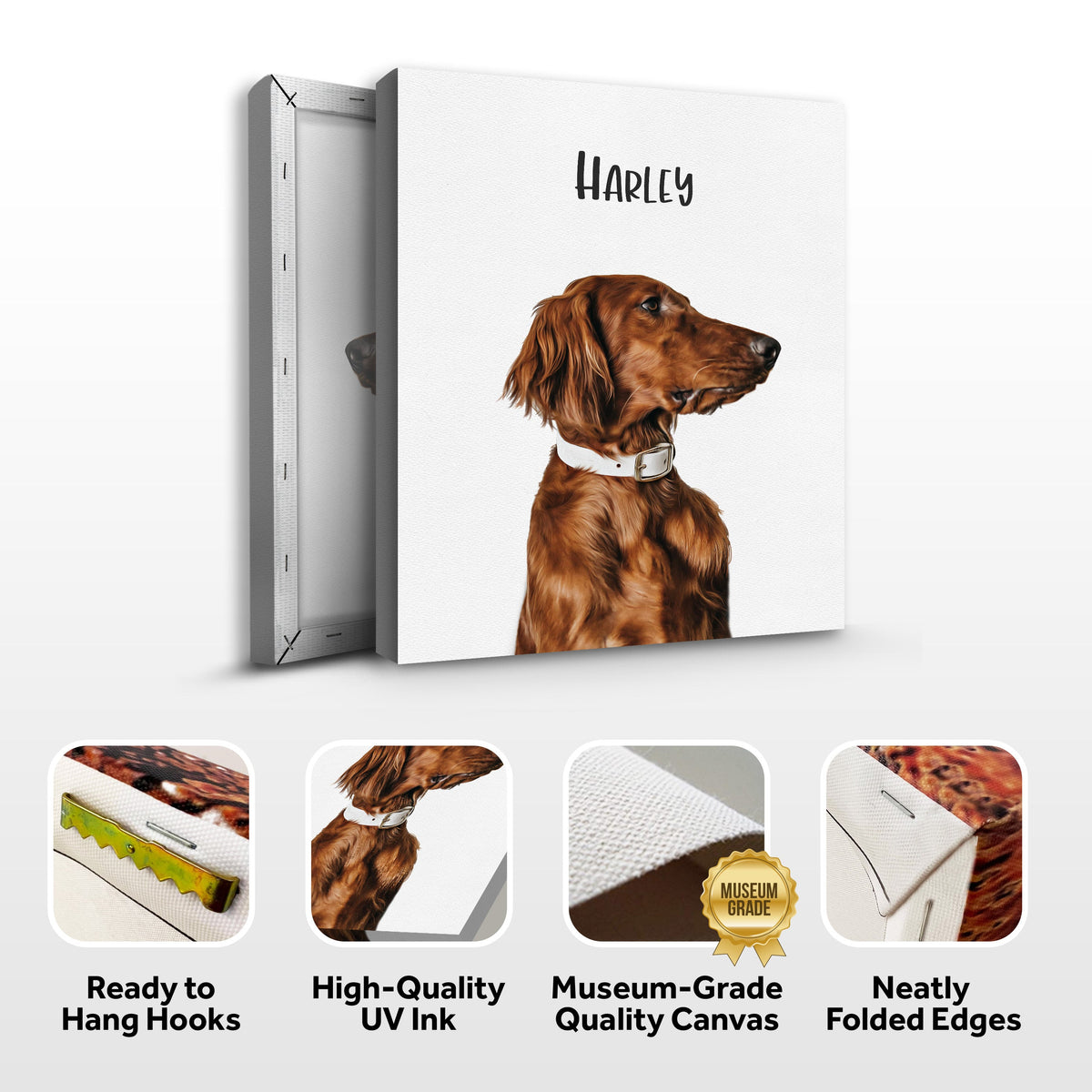 Pet Canvas Sign by Tailored Canvases with Harley text on white canvas on Tampa Home & Garden Store
