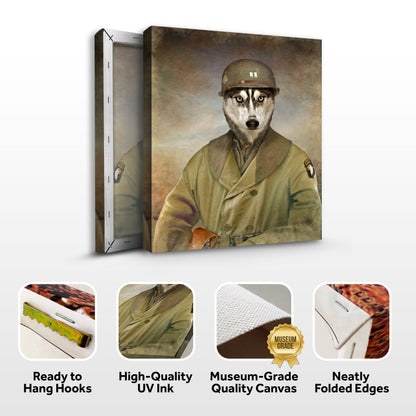 Pet Husky military dog sign canvas by Tailored Canvases in tan tones crafting canvas on Tampa Home & Garden Store