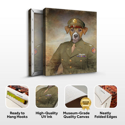 Pet Beagle Military Dog Sign canvas in olive-green uniform with peaked cap by Tailored Canvases on Tampa Home & Garden Store