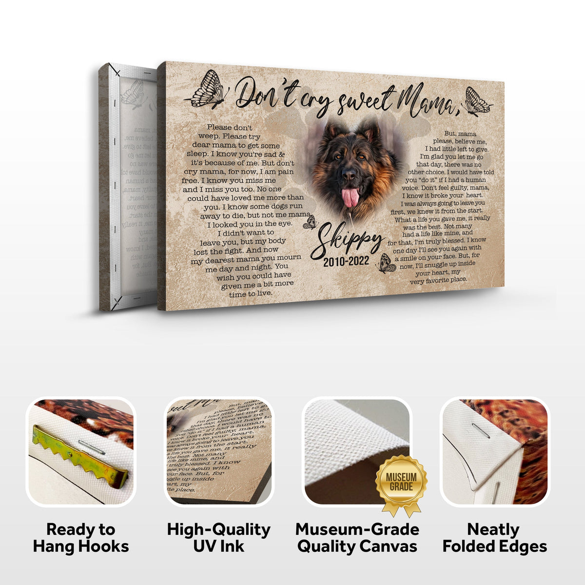 Pet Don't Cry Sweet Mama Sign Canvas by Tailored Canvases, dog portrait on Tampa Home & Garden Store