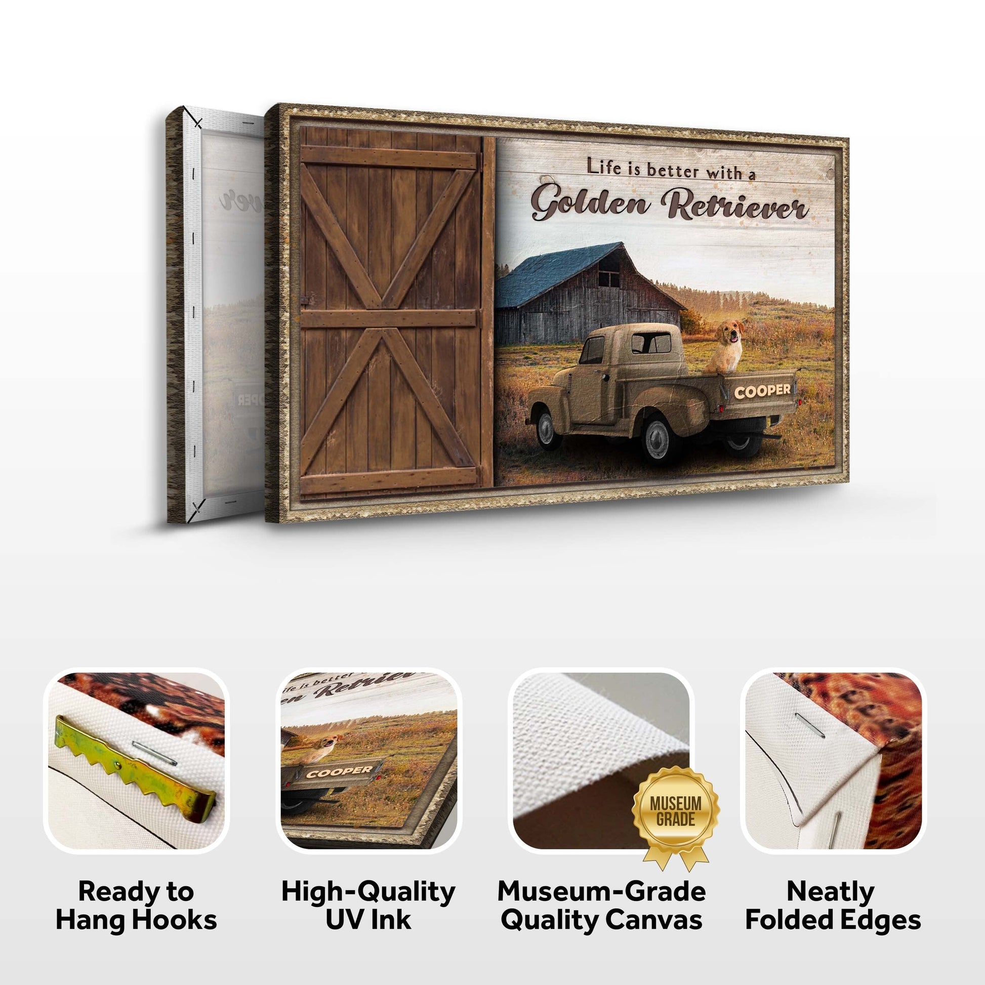 Canvas Life Is Better With A Golden Retriever II by Tailored Canvases, retriever art on Tampa Home & Garden Store