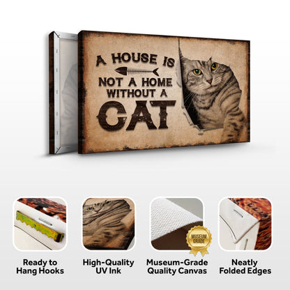 A House Is Not A Home Without A Cat canvas by Tailored Canvases with parchment on Tampa Home & Garden Store