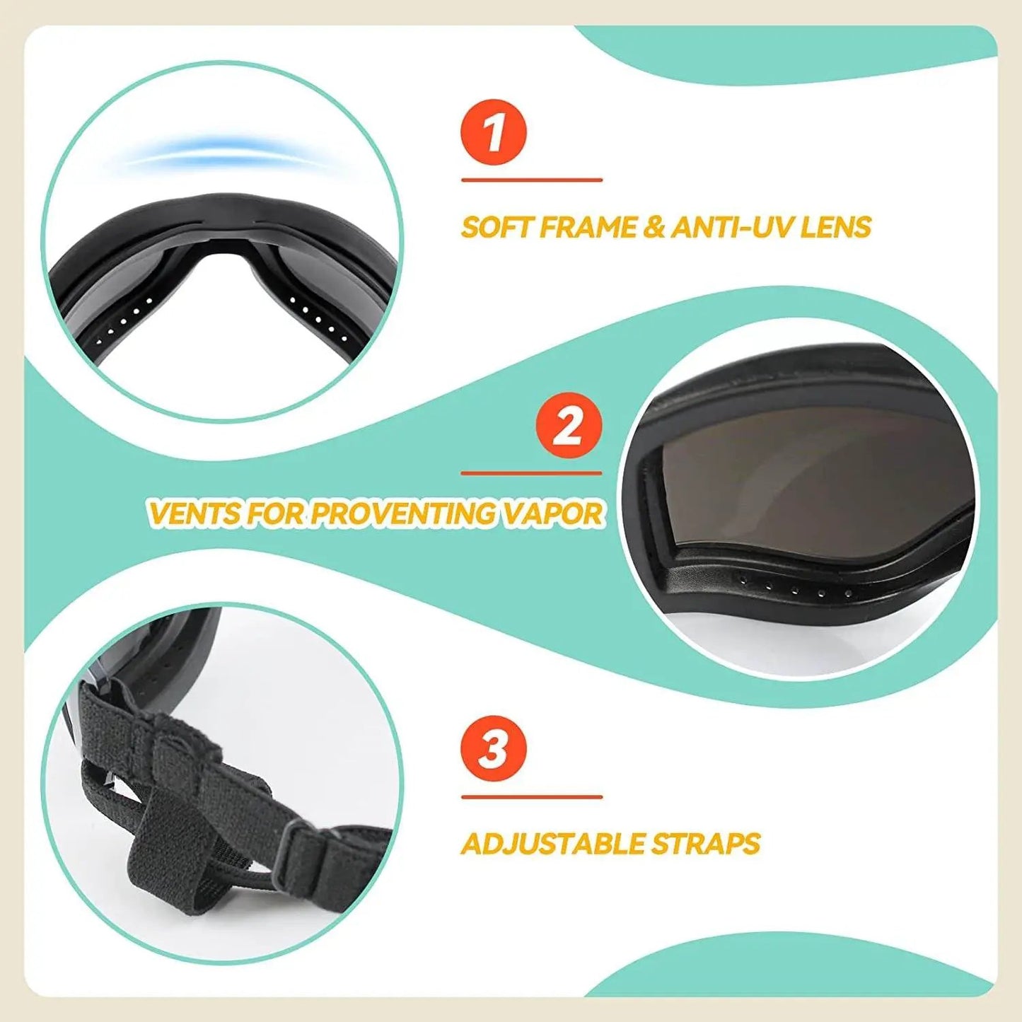 PETLESO Dog Goggles Large Breed, Large Dog Sunglasses Eye Protection for Dogs Windproof Goggles for Medium Large Dog Riding Biking Driving, Black - Tampa Home & Garden Store