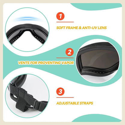PETLESO Dog Goggles Large Breed, Large Dog Sunglasses Eye Protection for Dogs Windproof Goggles for Medium Large Dog Riding Biking Driving, Black - Tampa Home & Garden Store