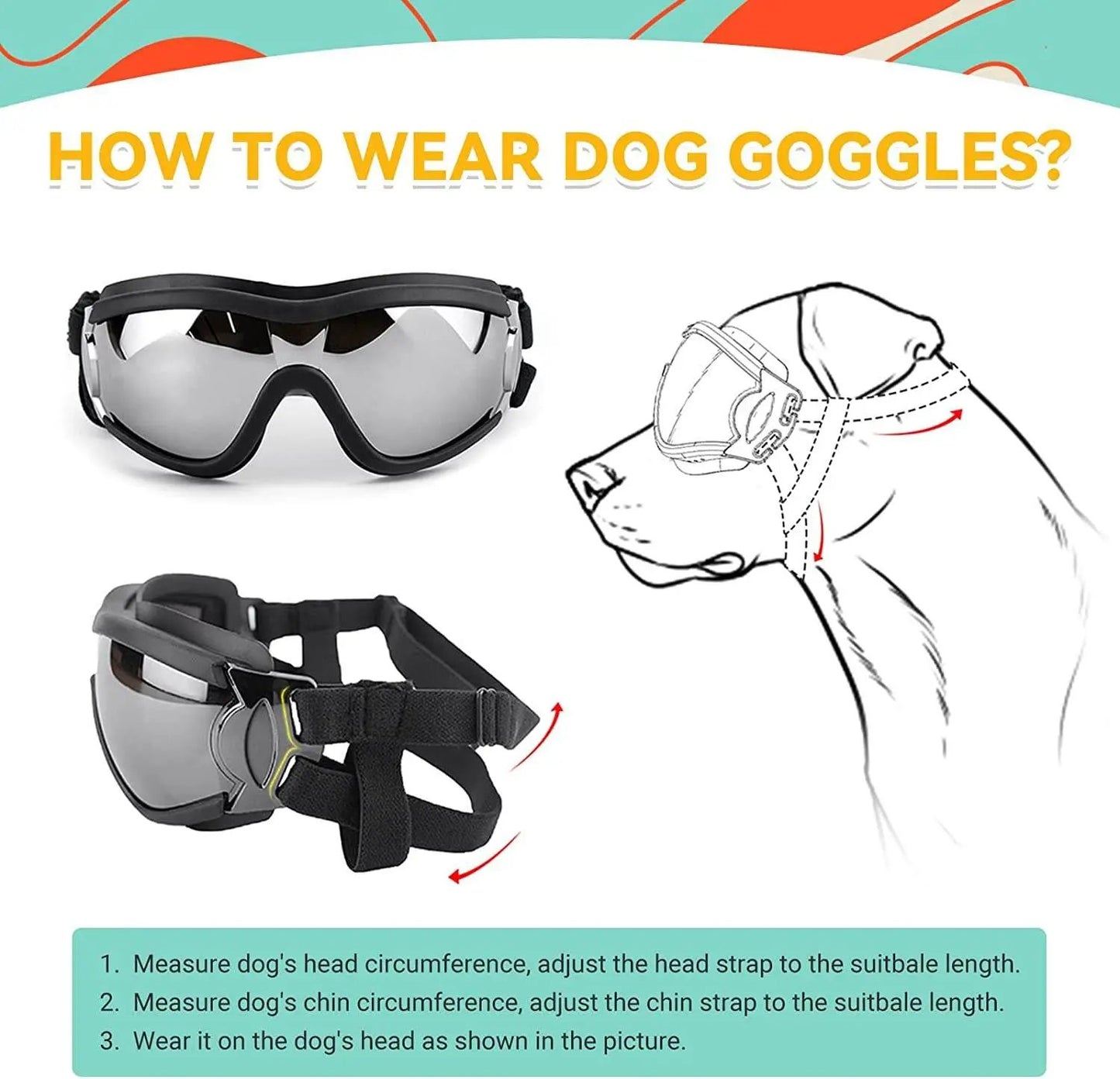 PETLESO Dog Goggles Large Breed, Large Dog Sunglasses Eye Protection for Dogs Windproof Goggles for Medium Large Dog Riding Biking Driving, Black - Tampa Home & Garden Store