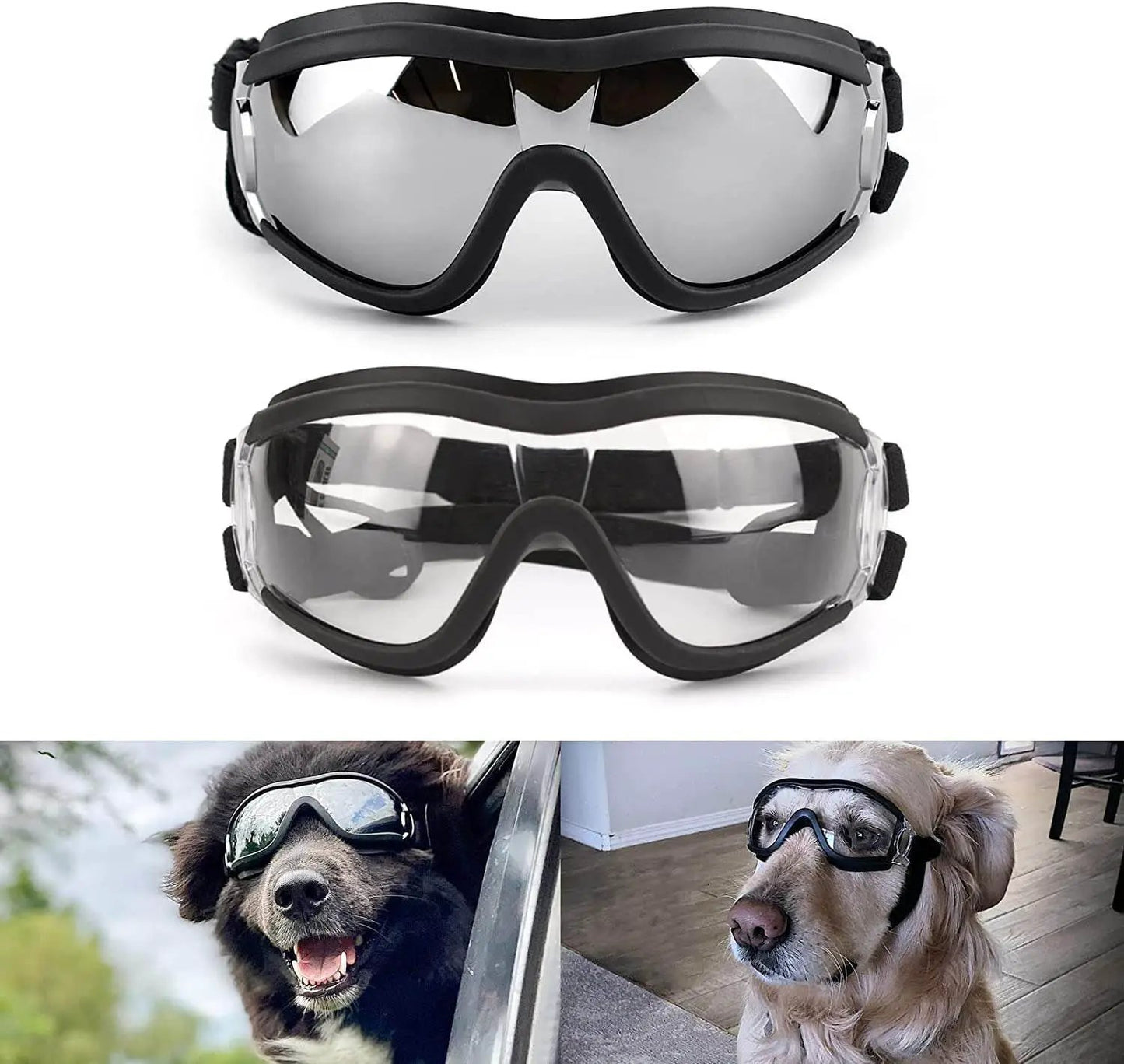 PETLESO Dog Goggles Large Breed, Large Dog Sunglasses Eye Protection for Dogs Windproof Goggles for Medium Large Dog Riding Biking Driving, Black - Tampa Home & Garden Store