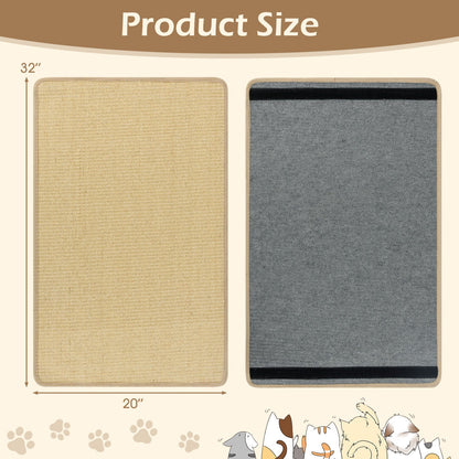 2 Piece Cat Scratcher Mat Set 32 x 20 Inch Natural Sisal Pads