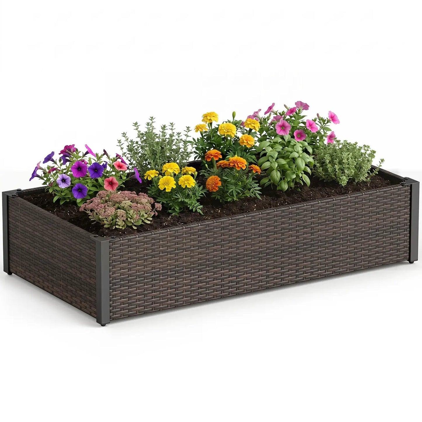 Elevated Garden Bed with PE Rattan and 46 by 24
