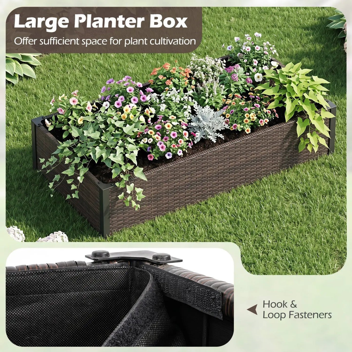 Elevated Garden Bed with PE Rattan and 46 by 24