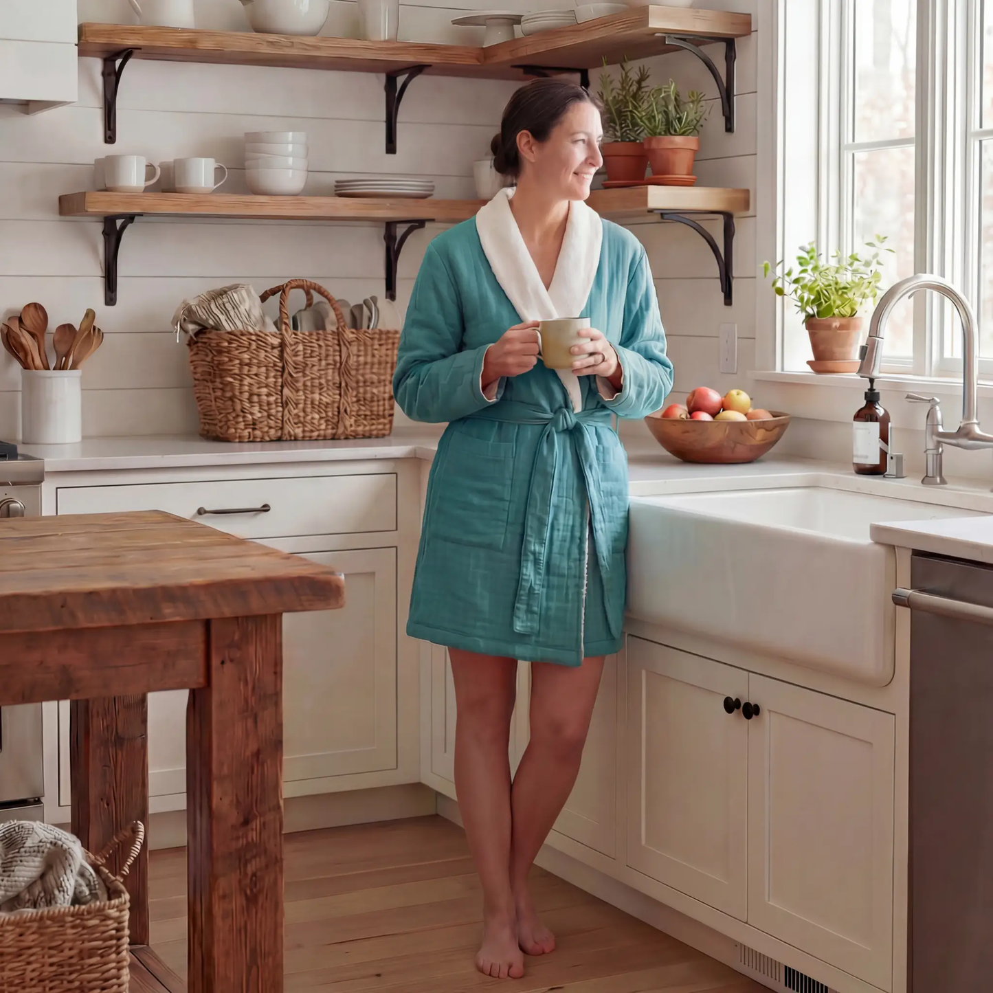 Soluna Double Sided Muslin and Terry Shawl Robe