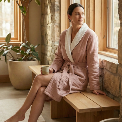 Soluna Double Sided Muslin and Terry Shawl Robe
