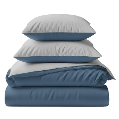 Two-Tone Bamboo Duvet Cover and 2 Shams Set