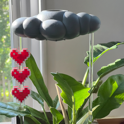 Set de dije de nube de lluvia goteante tormentosa con corazón pixelado