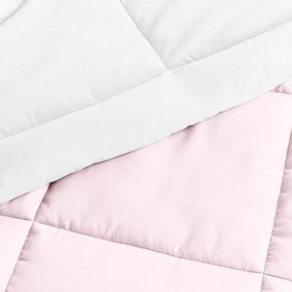 Juego de edredón reversible de microfibra de 3 piezas Full/Queen en rosa y blanco