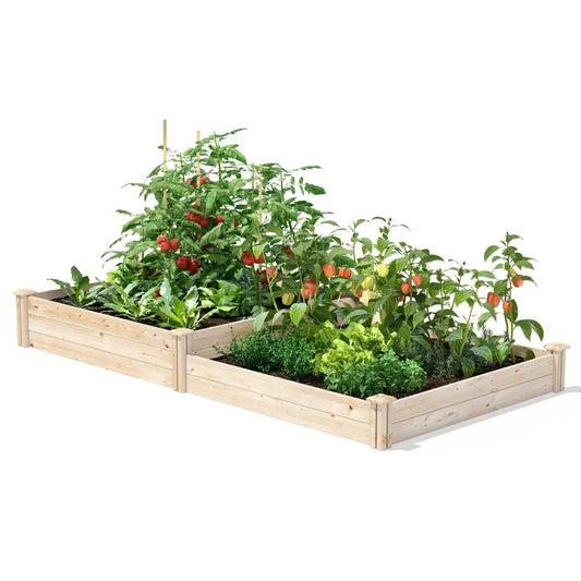 HomePacific pine wood 4 ft x 8 ft garden bed with tomatoes, peppers, and mixed greens on Tampa Home & Garden Store
