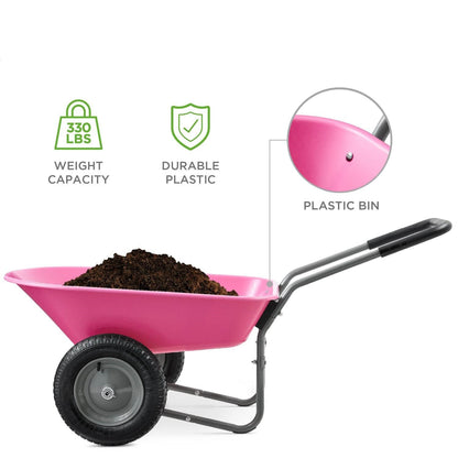 Carretilla multiusos de 2 ruedas de alta resistencia y antioxidante - Rosa