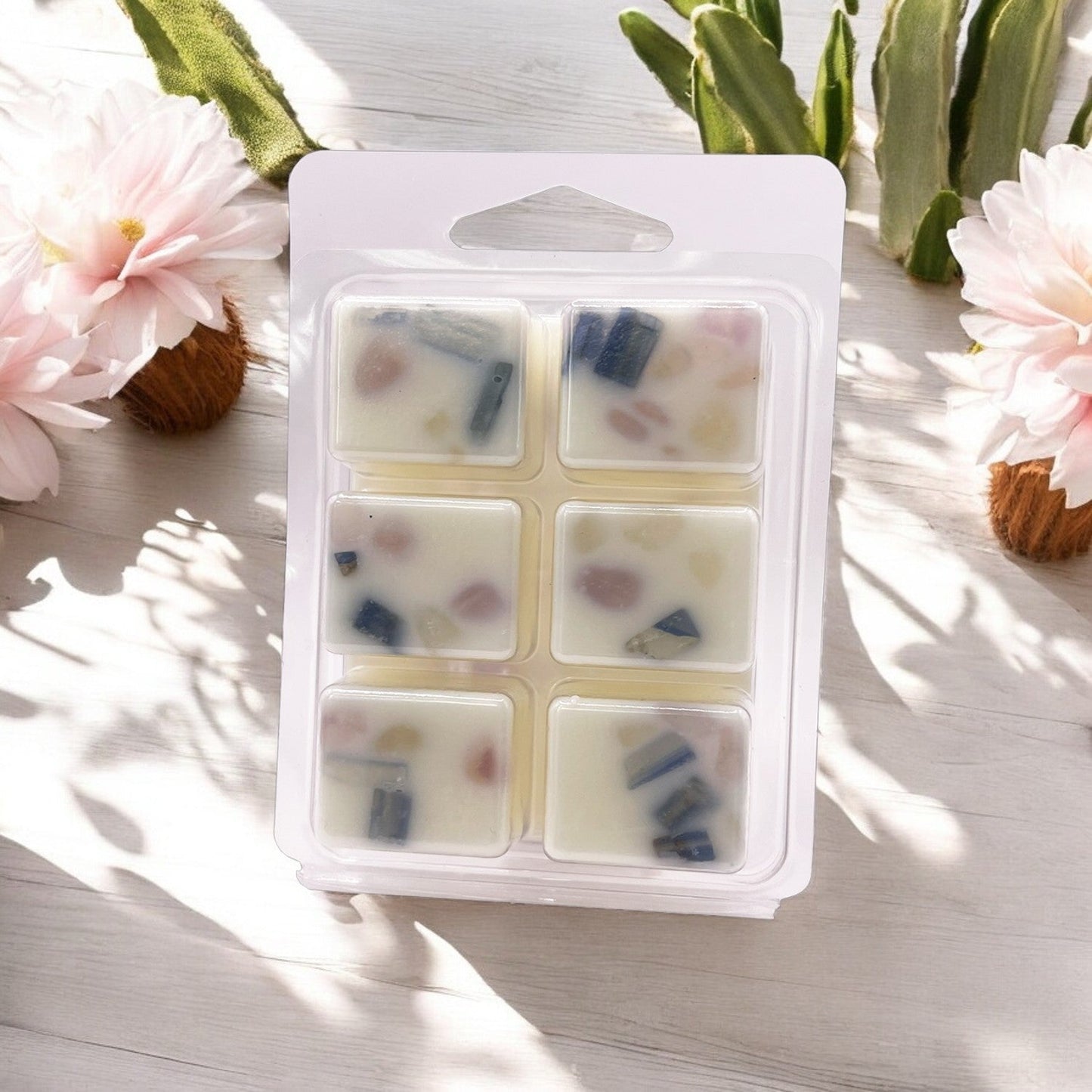 Fondants de cire de coco-soja de qualité supérieure, enrichis en fleurs de cactus et cristaux de jade