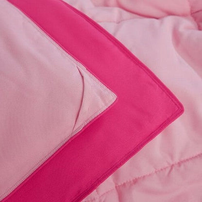 Juego de edredón tradicional de microfibra reversible de 3 piezas para cama individual/individual XL en rosa