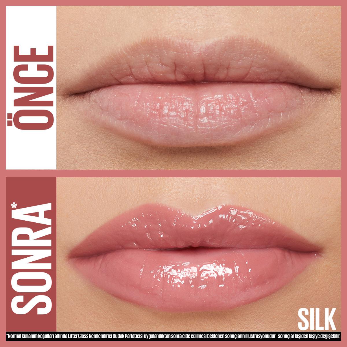 lip gloss Maybelline Lifter 2-shot: nude-pink lips before-after Silk finish on Tampa Home & Garden Store
