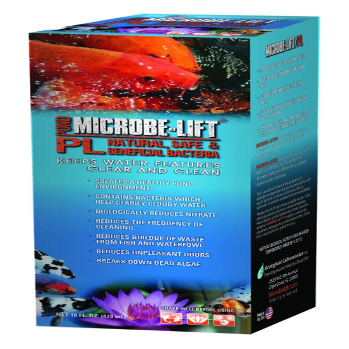 Microbe-Lift PL pond treatment box, blue packaging with koi image, Rivendell Distribution on Tampa Home & Garden Store