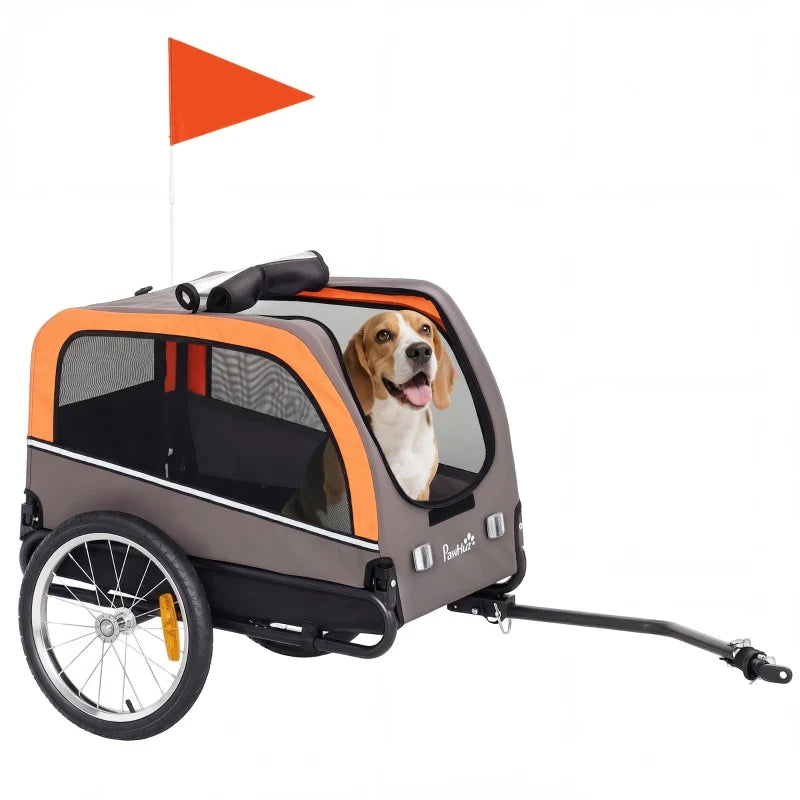 Dog bike trailer gray orange by Furr Baby Gifts with 20-inch air tires and reflectors, flag on Tampa Home & Garden Store