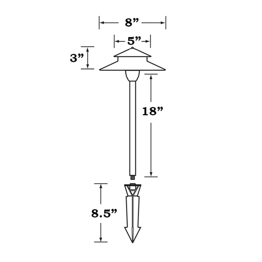 Lámpara de camino de bajo voltaje con forma de pagoda LED de latón de dos niveles PLB04