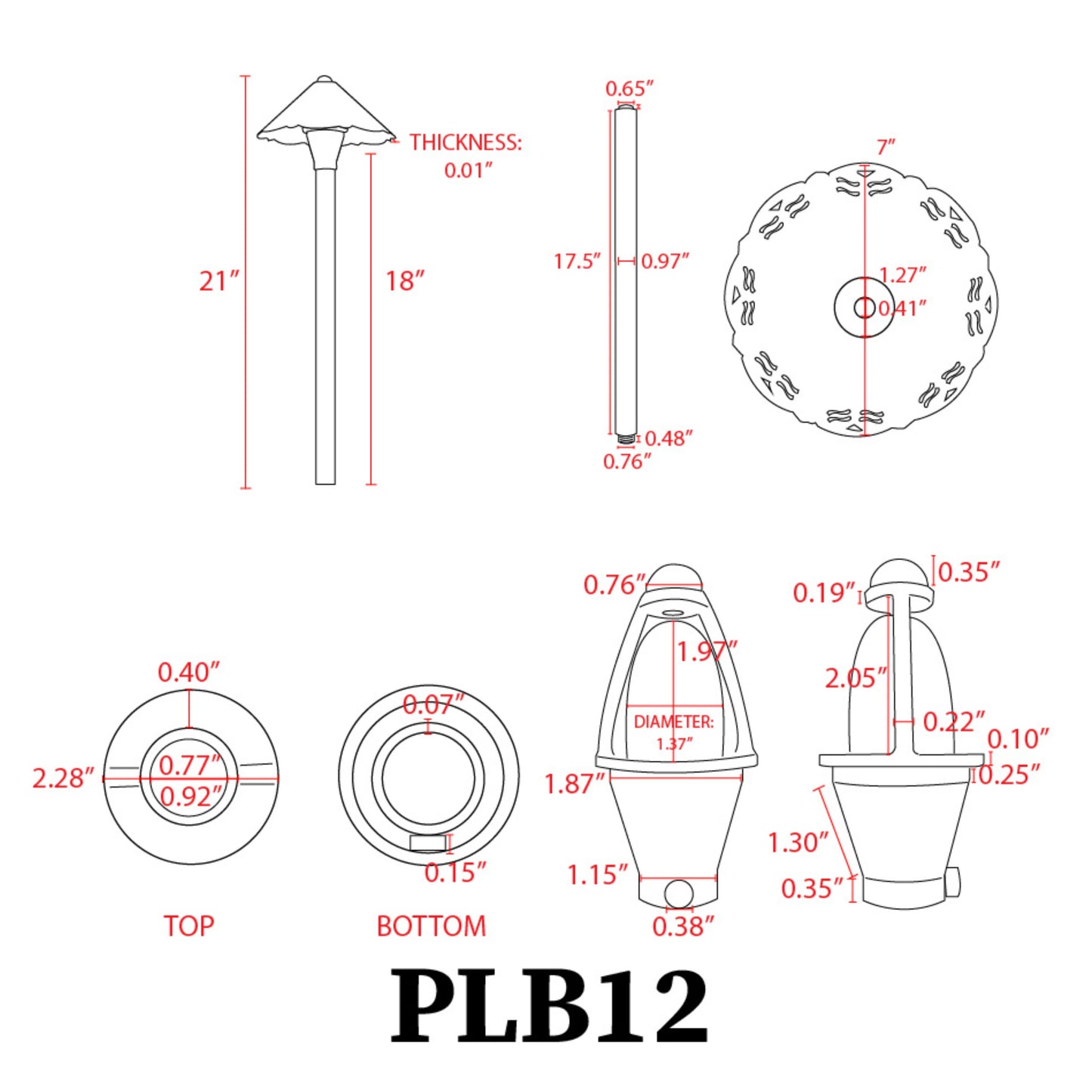 PLB12 Brass LED Low Voltage Pathway Outdoor Lighting Landscape Fixture