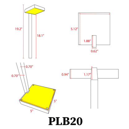 Luminaire extérieur de paysage d'éclairage extérieur de voie de basse tension de dessus carré en laiton moulé de PLB20