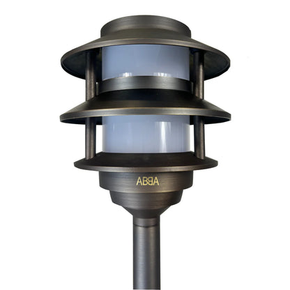 PLB22 Cast Brass Pagoda LED Low Voltage Pathway Outdoor Lighting Landscape Fixture
