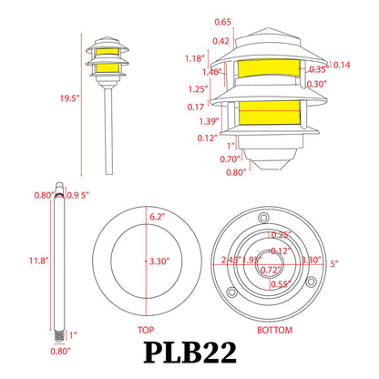 PLB22 Cast Brass Pagoda LED Low Voltage Pathway Outdoor Lighting Landscape Fixture