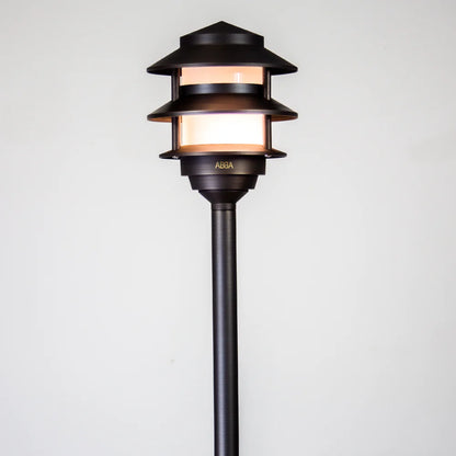 PLB22 Cast Brass Pagoda LED Low Voltage Pathway Outdoor Lighting Landscape Fixture