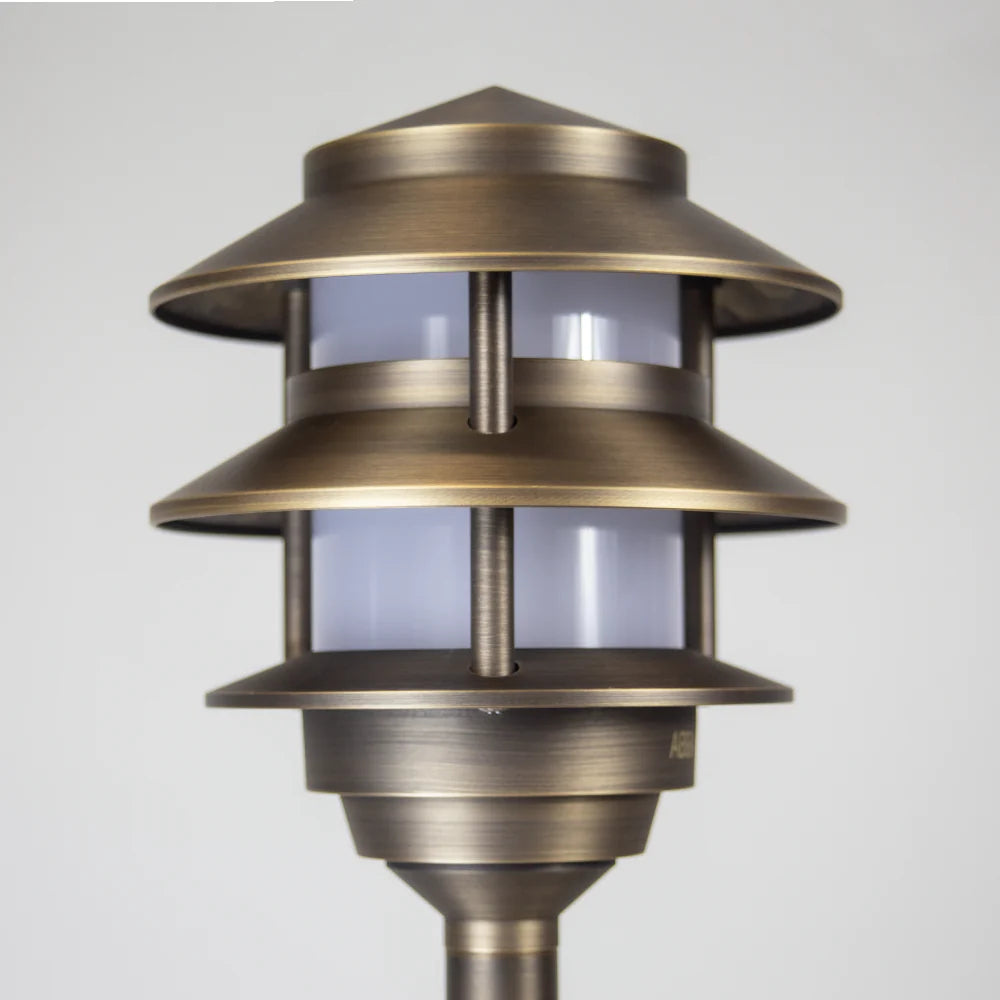 PLB22 Cast Brass Pagoda LED Low Voltage Pathway Outdoor Lighting Landscape Fixture