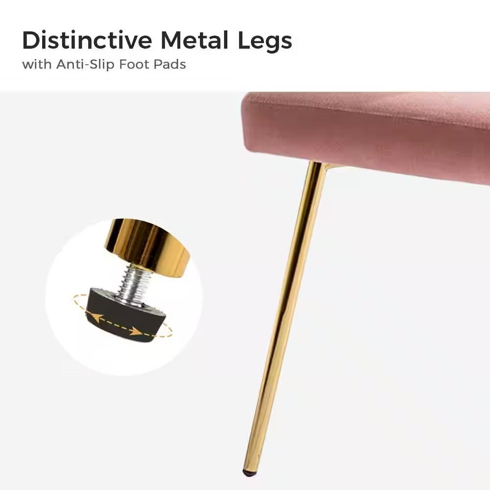 Sillón Acentual con Respaldo Alto de Terciopelo Rosa y Patas de Metal Dorado