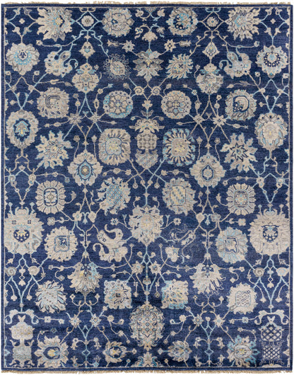 Pinetop Premium Rug by Boutique Rugs in navy blue with light blue florals on Tampa Home & Garden Store