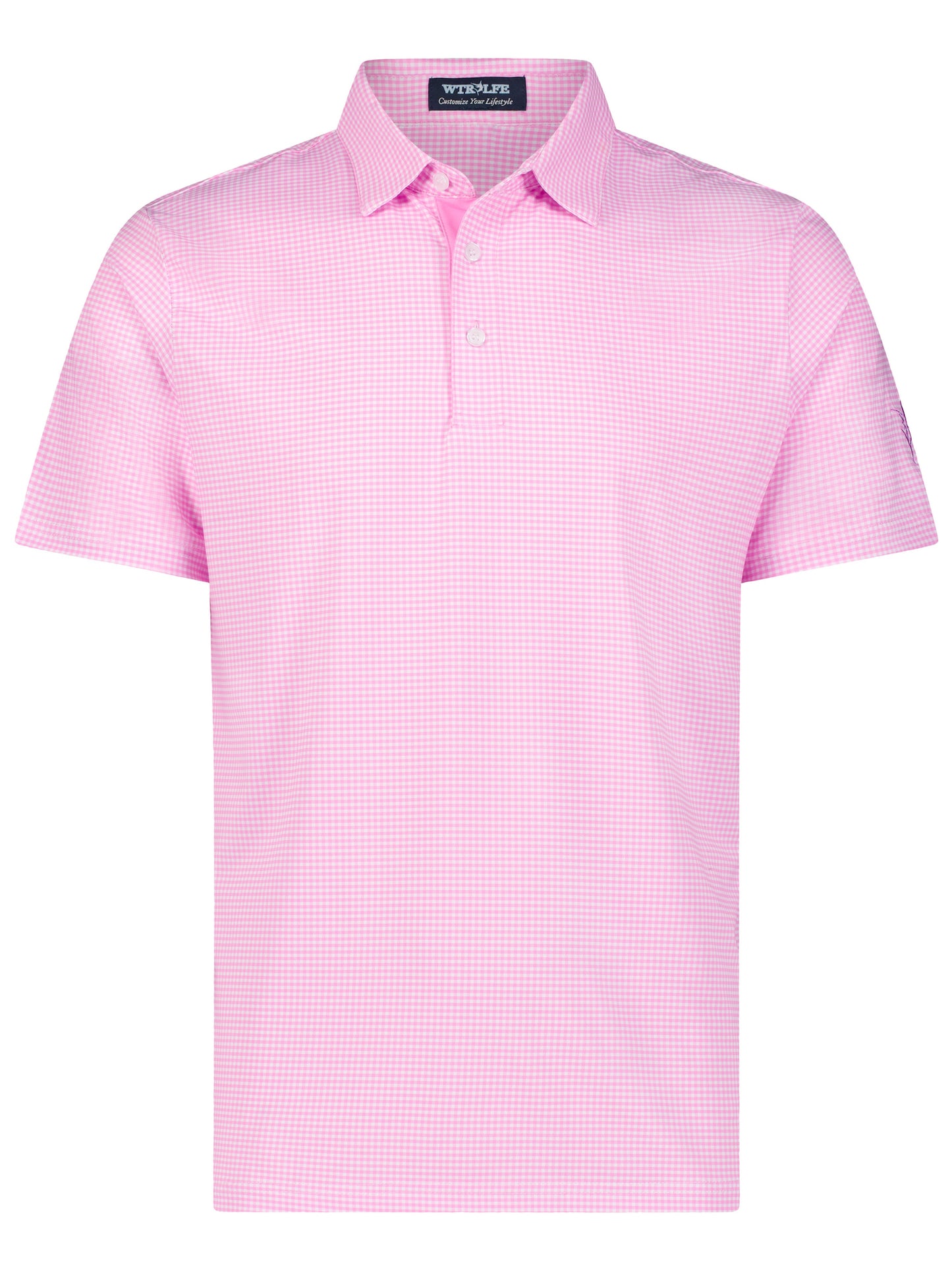 Vineyard Polo pink gingham short-sleeve polo shirt by White Water Life on Tampa Home & Garden Store
