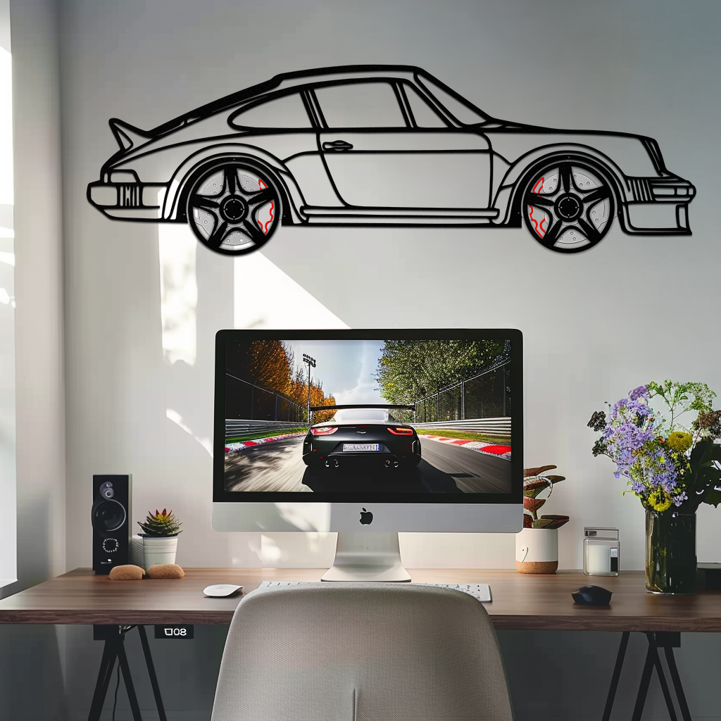 PORSCHE 911 SC Metal Wall Art – Classic Silhouette with Rotating Wheels 🚗✨KAFMEKA060 - Tampa Home & Garden Store