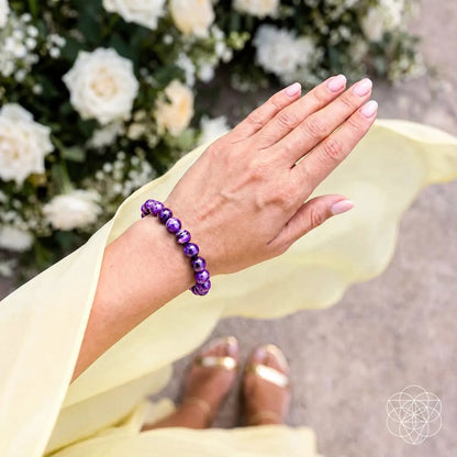 Unshakeable Intuition Siberian Charoite bracelet by Conscious Items with purple beads on Tampa Home & Garden Store