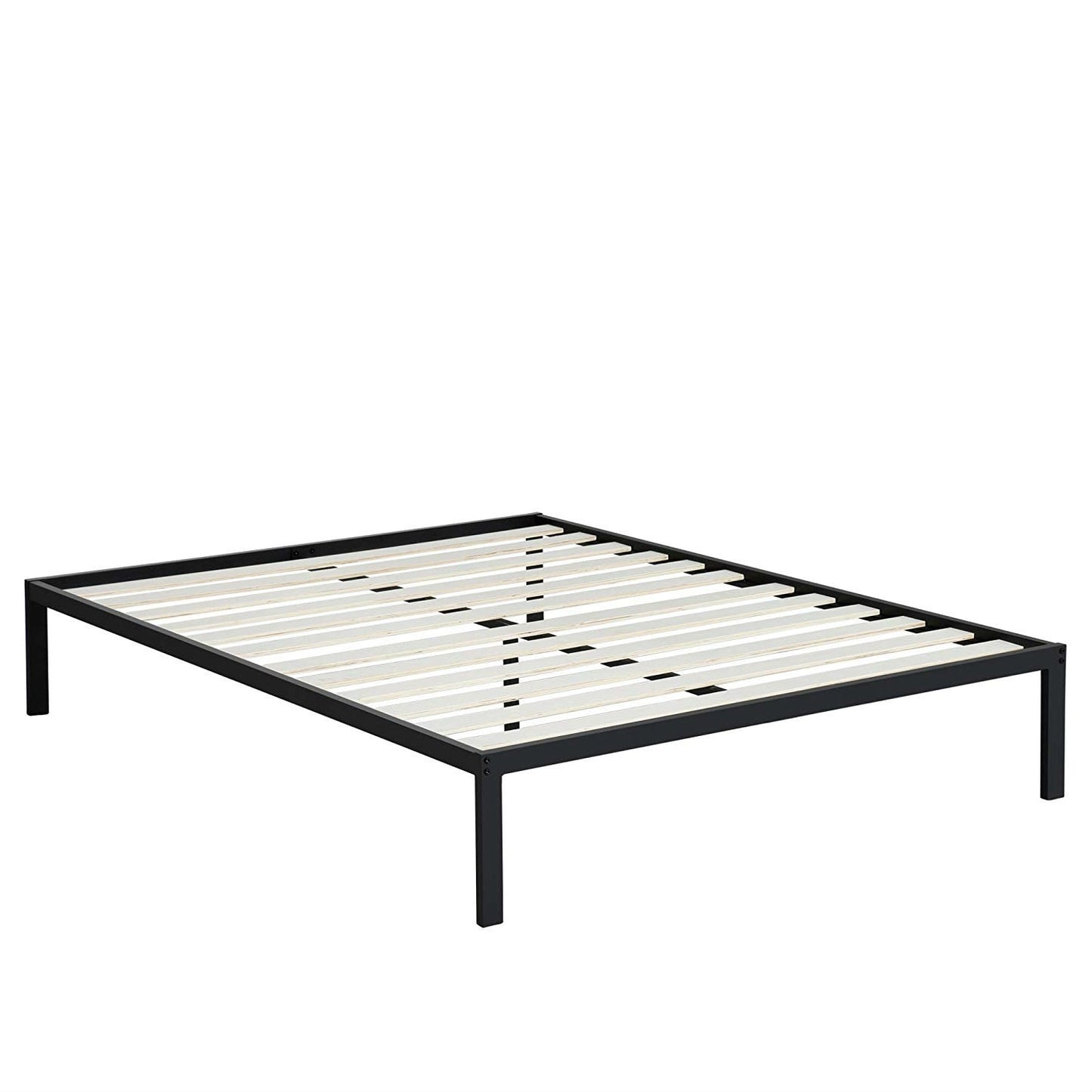 Base de cama de plataforma de metal de acero tamaño Queen con listones de madera