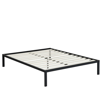 Base de cama de plataforma de metal de acero tamaño Queen con listones de madera