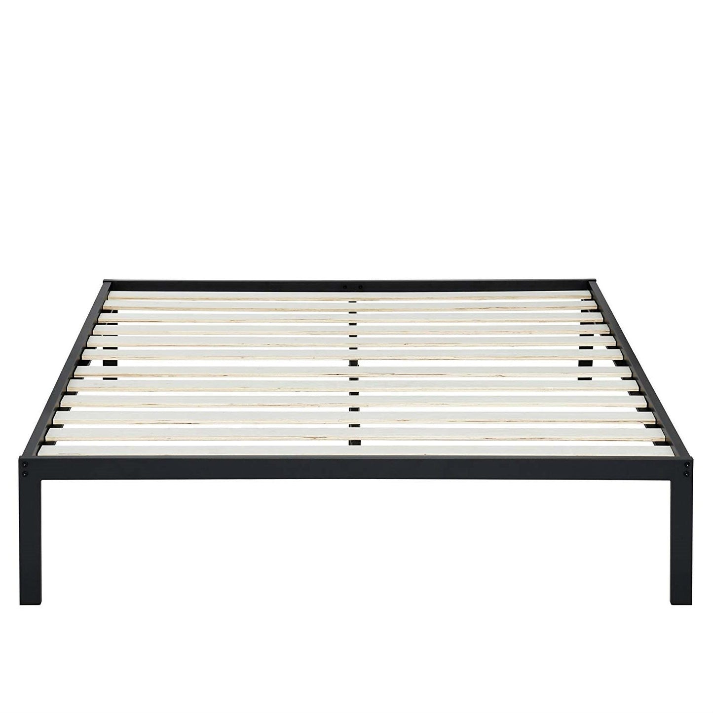 Base de cama de plataforma de metal de acero tamaño Queen con listones de madera
