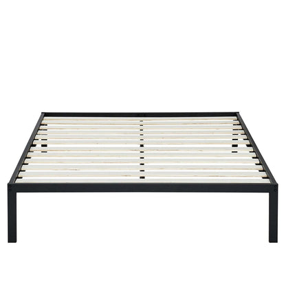 Base de cama de plataforma de metal de acero tamaño Queen con listones de madera