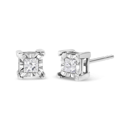 Earrings pair sterling silver 1.0 cttw princess-cut diamond studs color I2-I3 by Bids.com on Tampa Home & Garden Store