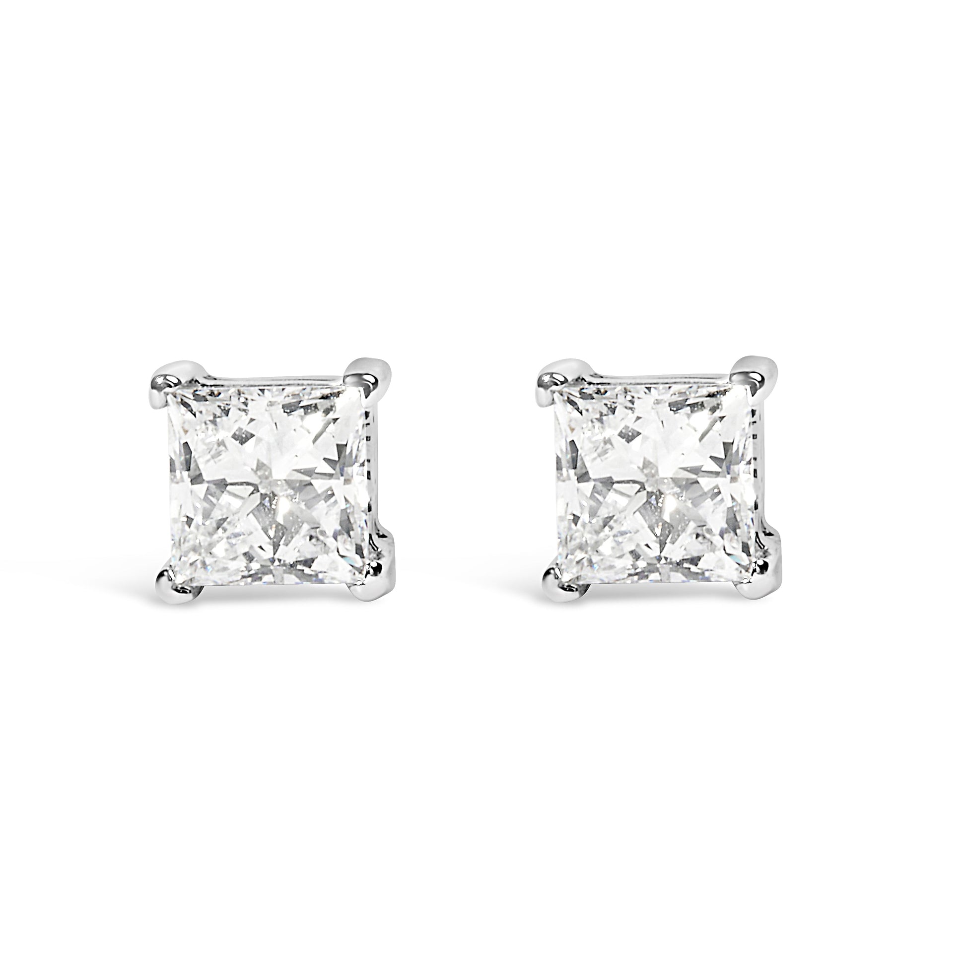 14K white gold lab-grown princess-cut diamond stud earrings pair by Bids.com on Tampa Home & Garden Store