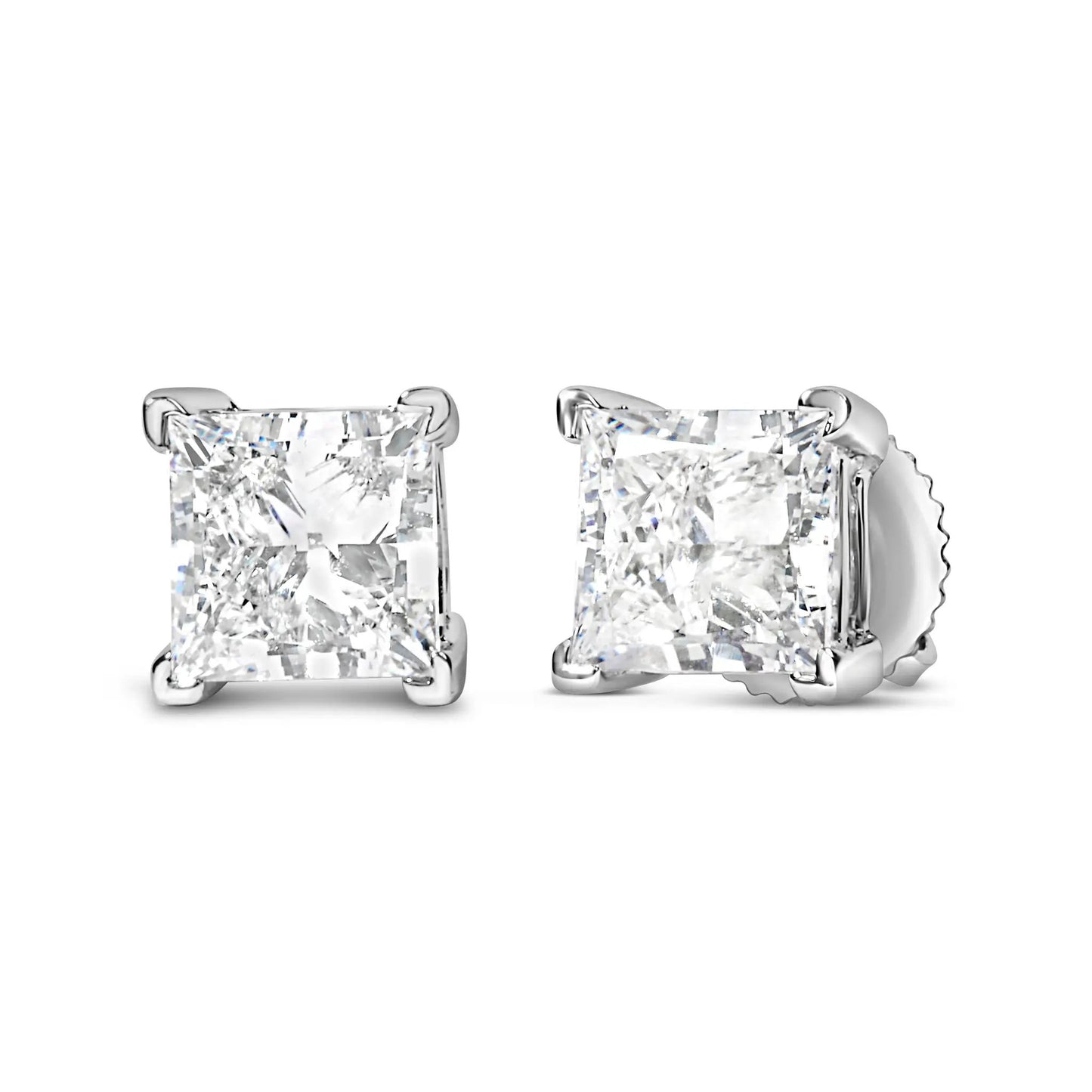 Pair of 14K white gold princess-cut lab-grown diamond stud earrings, 1.0 cttw on Tampa Home & Garden Store