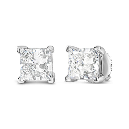 Pair of 14K white gold princess-cut lab-grown diamond stud earrings, 1.0 cttw on Tampa Home & Garden Store